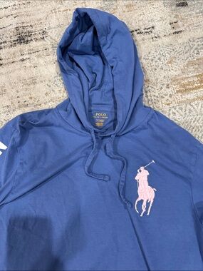 Polo by Ralph Lauren Blue Hoodie with Pink Pony Logo